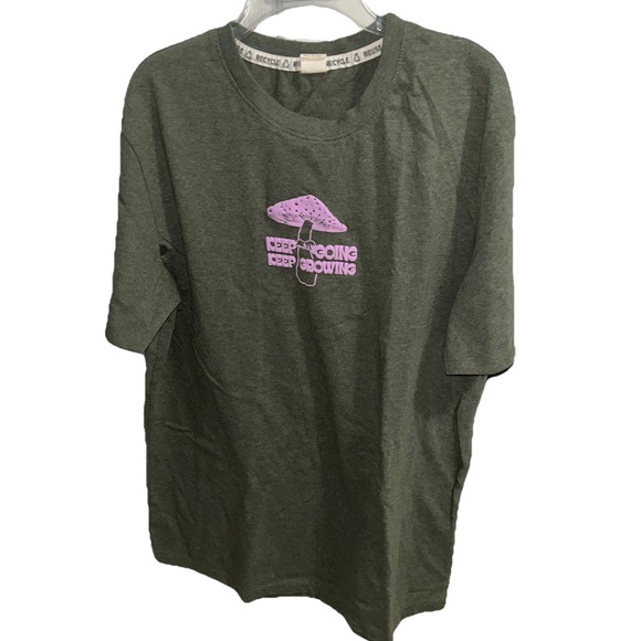 Green Tee with Mushroom Graphic - Picture 1 of 3
